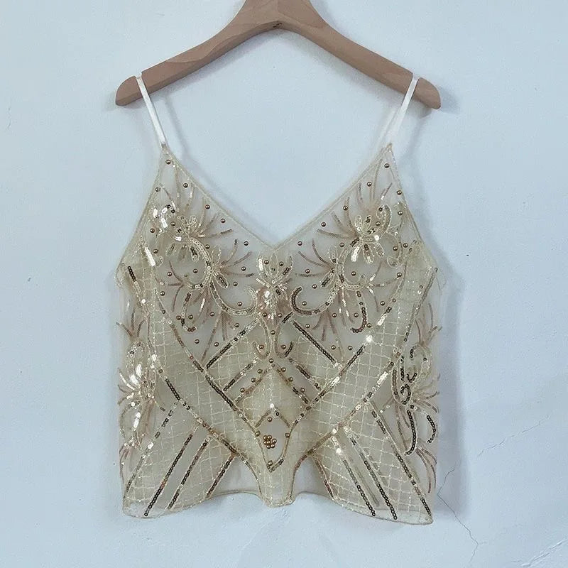 Sequins Short Loose Camisole Top