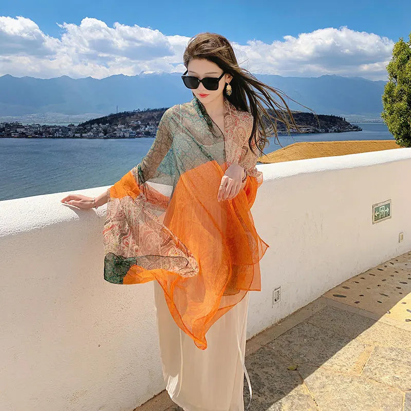 Thin Transparent Sunscreen Scarf Large Shawl Sarong