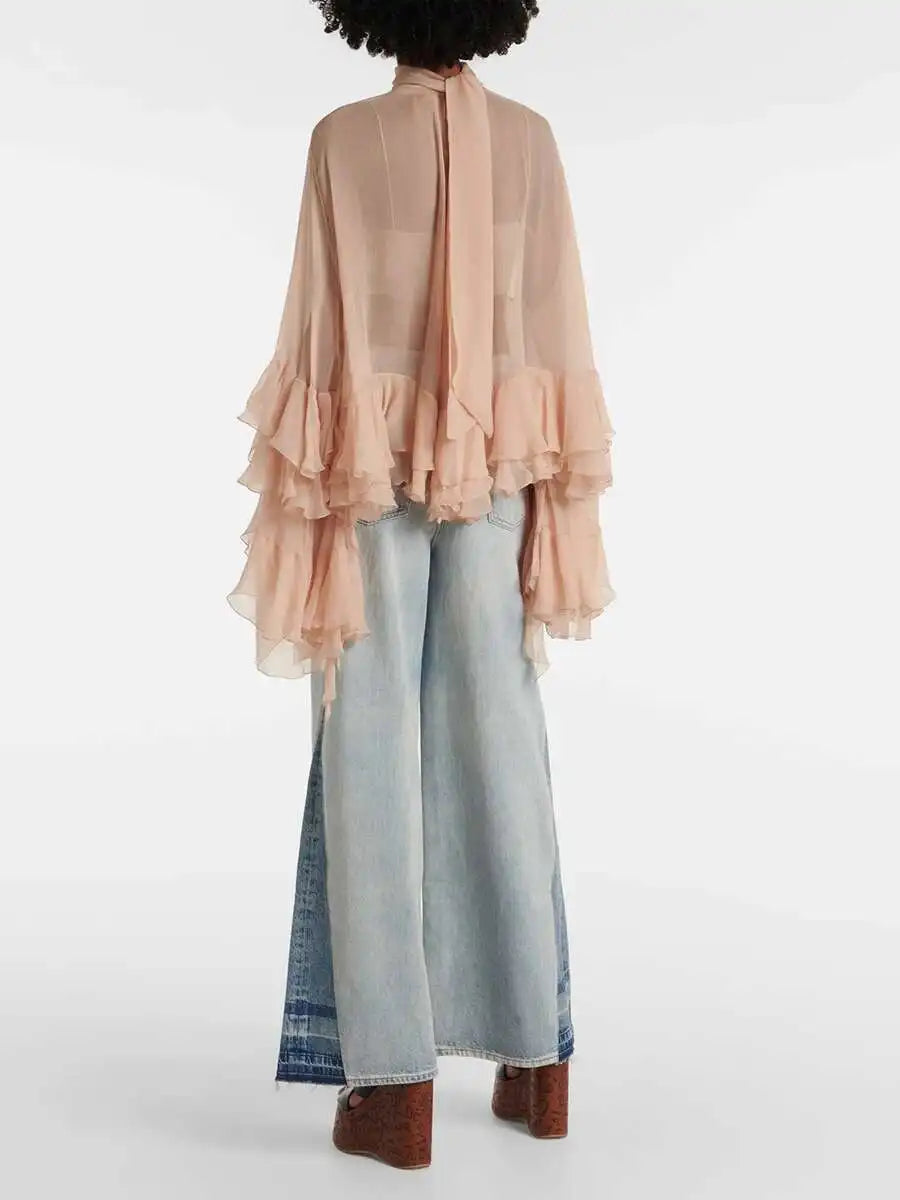 Ruffles Loose Blouses T Shirts