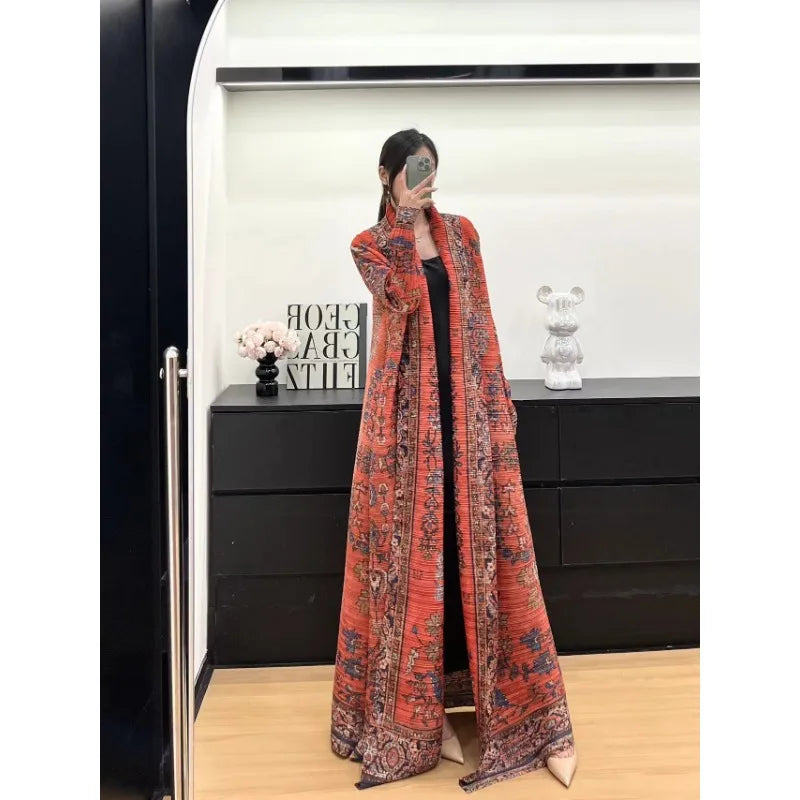 Trench Coat Printing Long-sleeved Cardigan