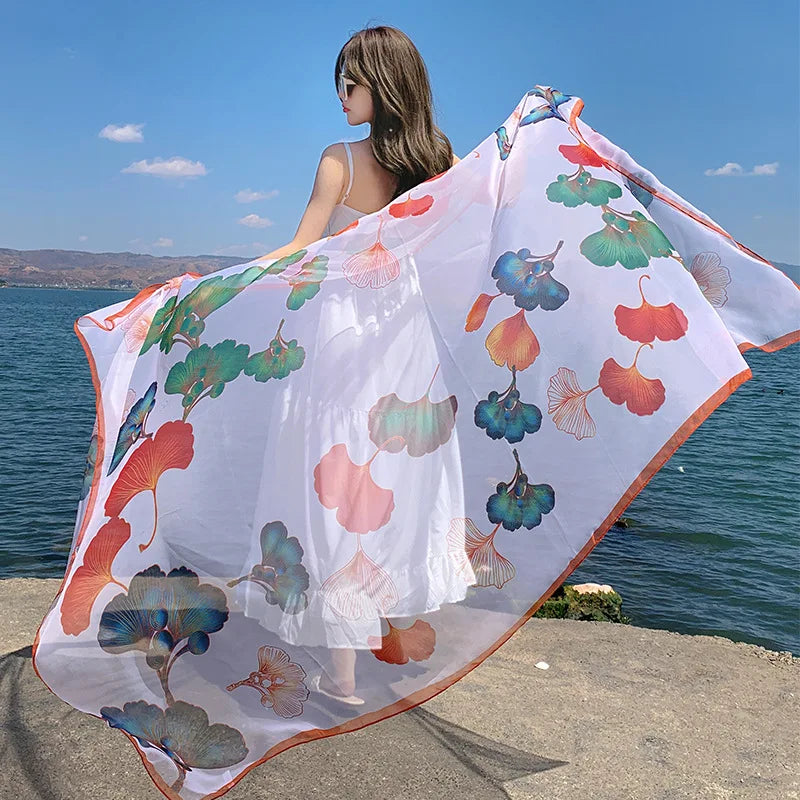 Thin Transparent Sunscreen Scarf Large Shawl Sarong