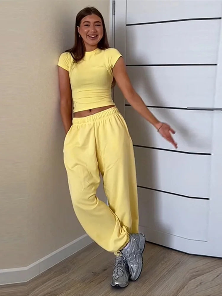 Sweatshirts Elastic Waist Pants 2 Piece Sets Outfits