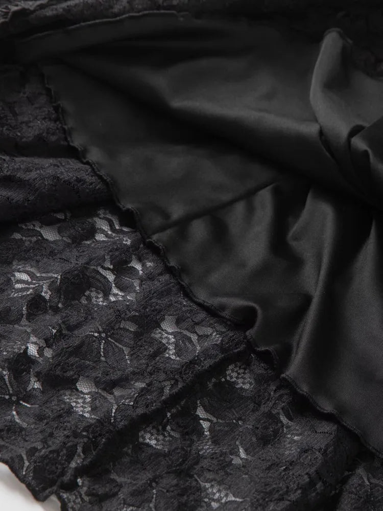 Black Lace Midi Dress Long Sleeve