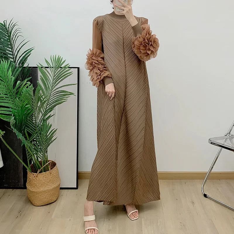Maxi Dress Mesh Petal Sleeve
