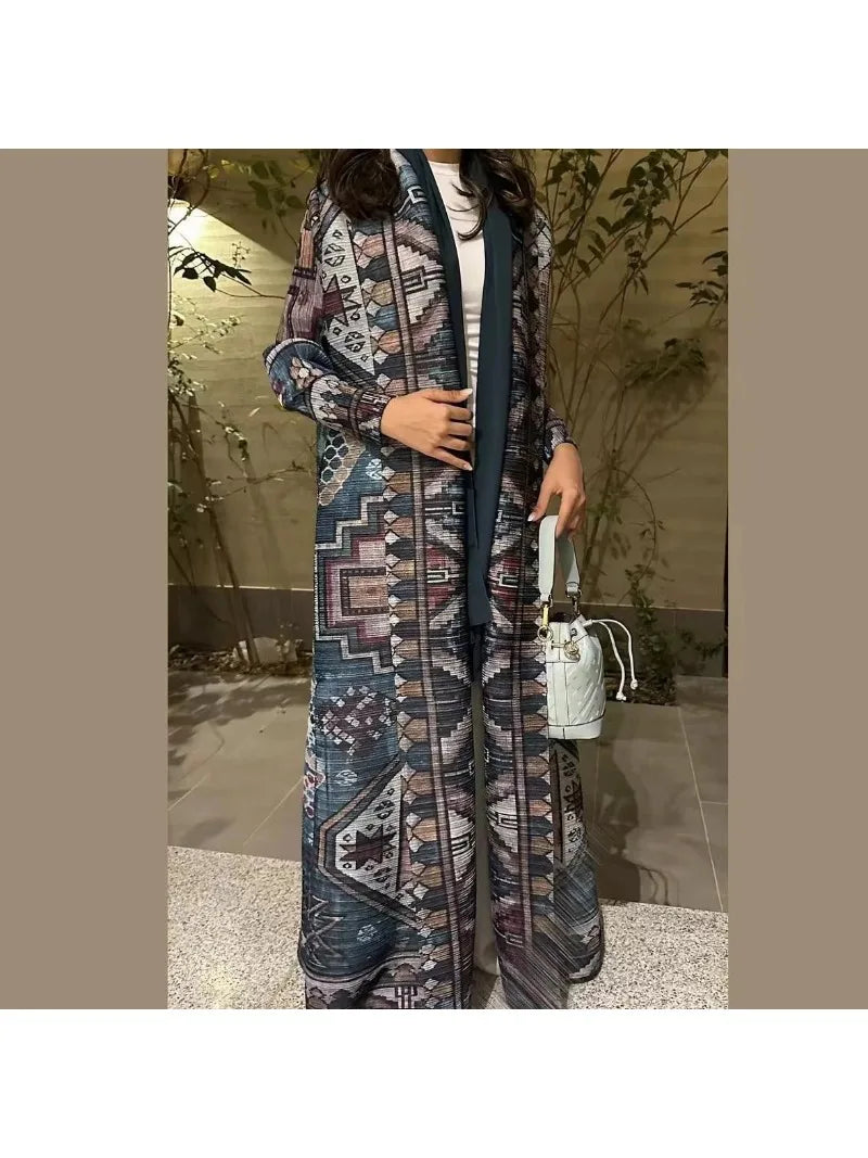 Trench Coat Long Sleeve Luxury Abaya