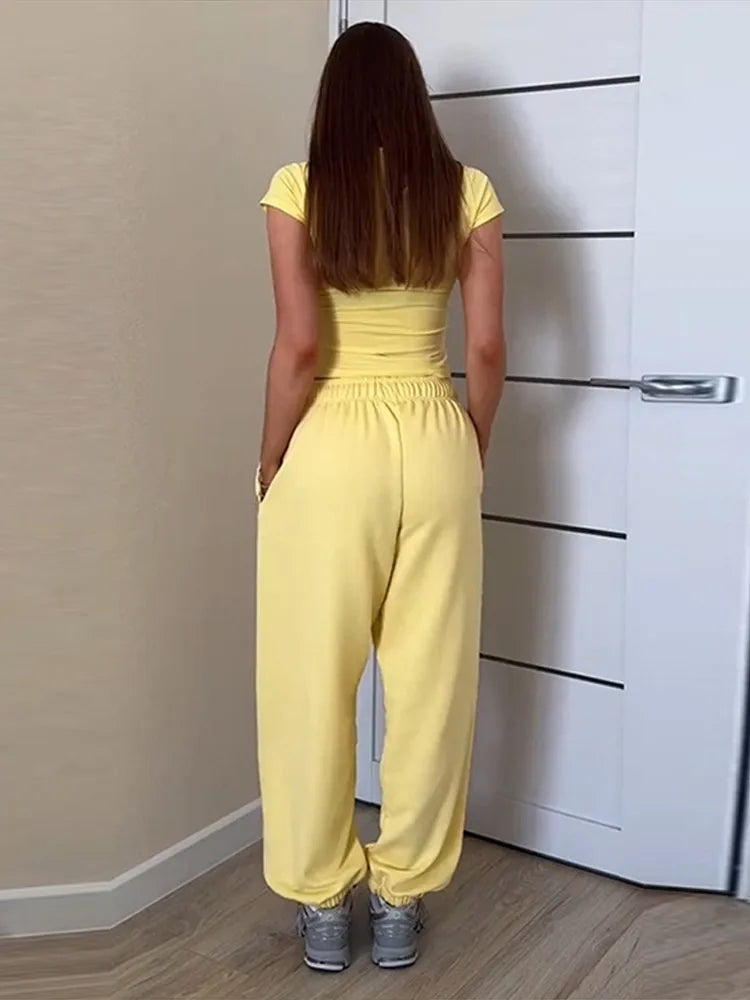Sweatshirts Elastic Waist Pants 2 Piece Sets Outfits