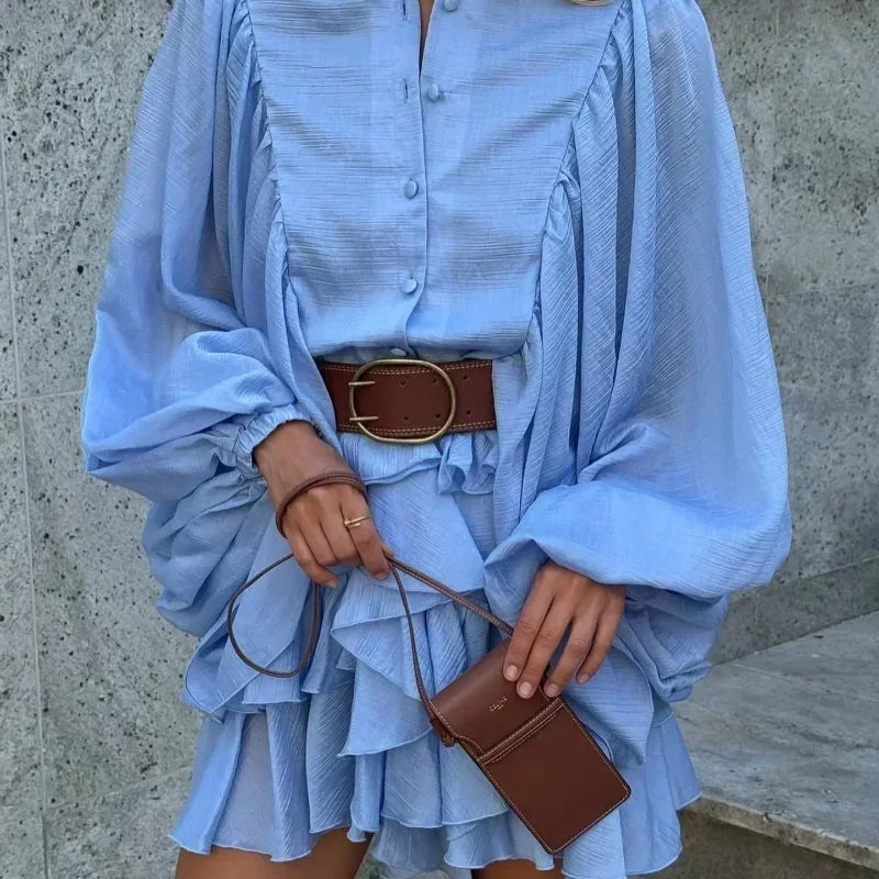 Ruffles Long Sleeve Mini Dress
