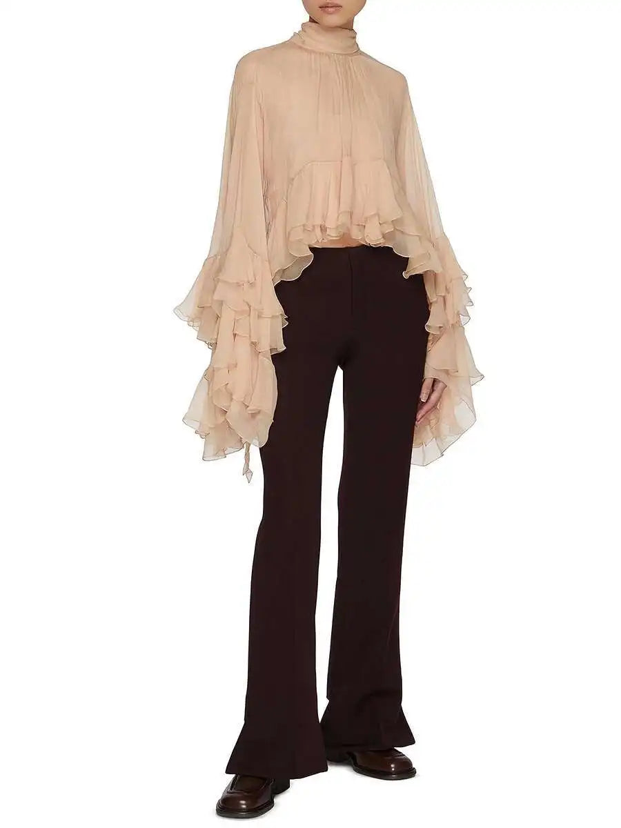 Ruffles Loose Blouses T Shirts