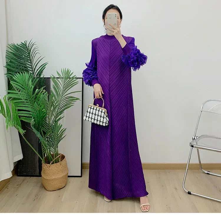 Maxi Dress Mesh Petal Sleeve