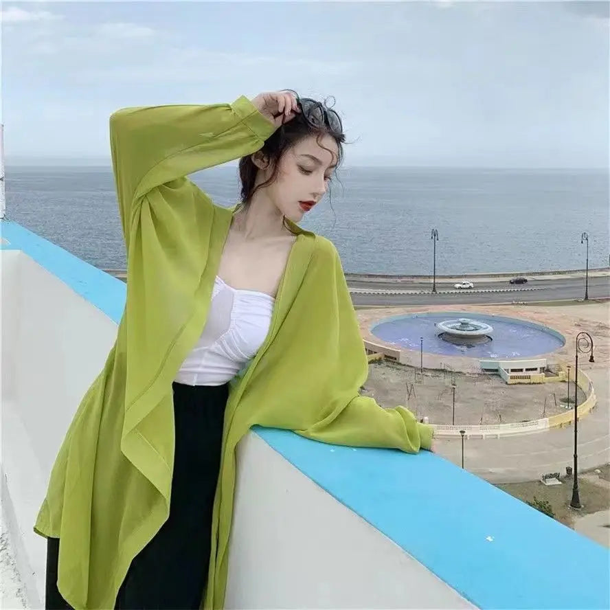 Loose Sunscreen Shawl Chiffon Cardigan Tops