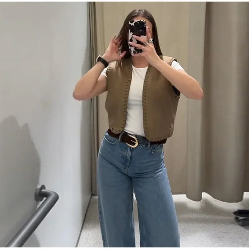 Ruffles Vest Shirt Mini Skirt 3 Pieces Set