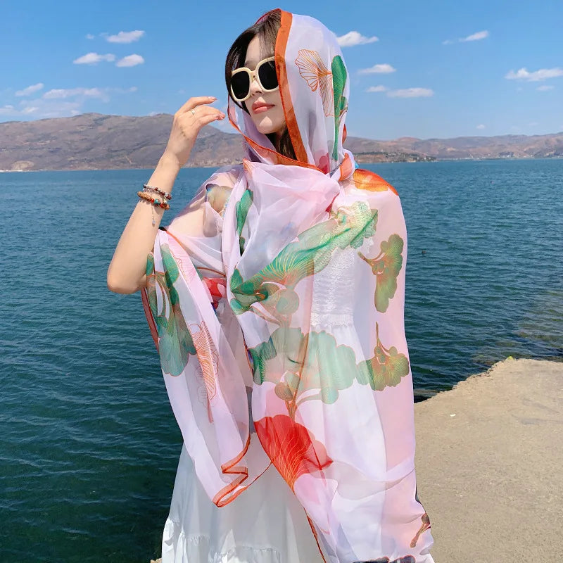 Thin Transparent Sunscreen Scarf Large Shawl Sarong