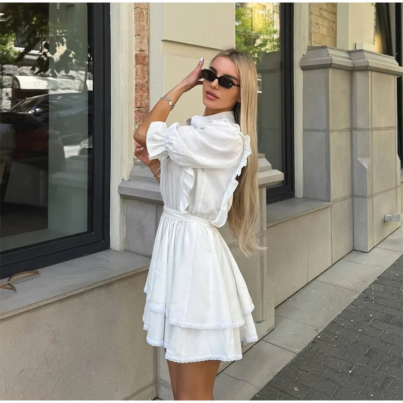 Ruffles short Sleeve Mini Dress