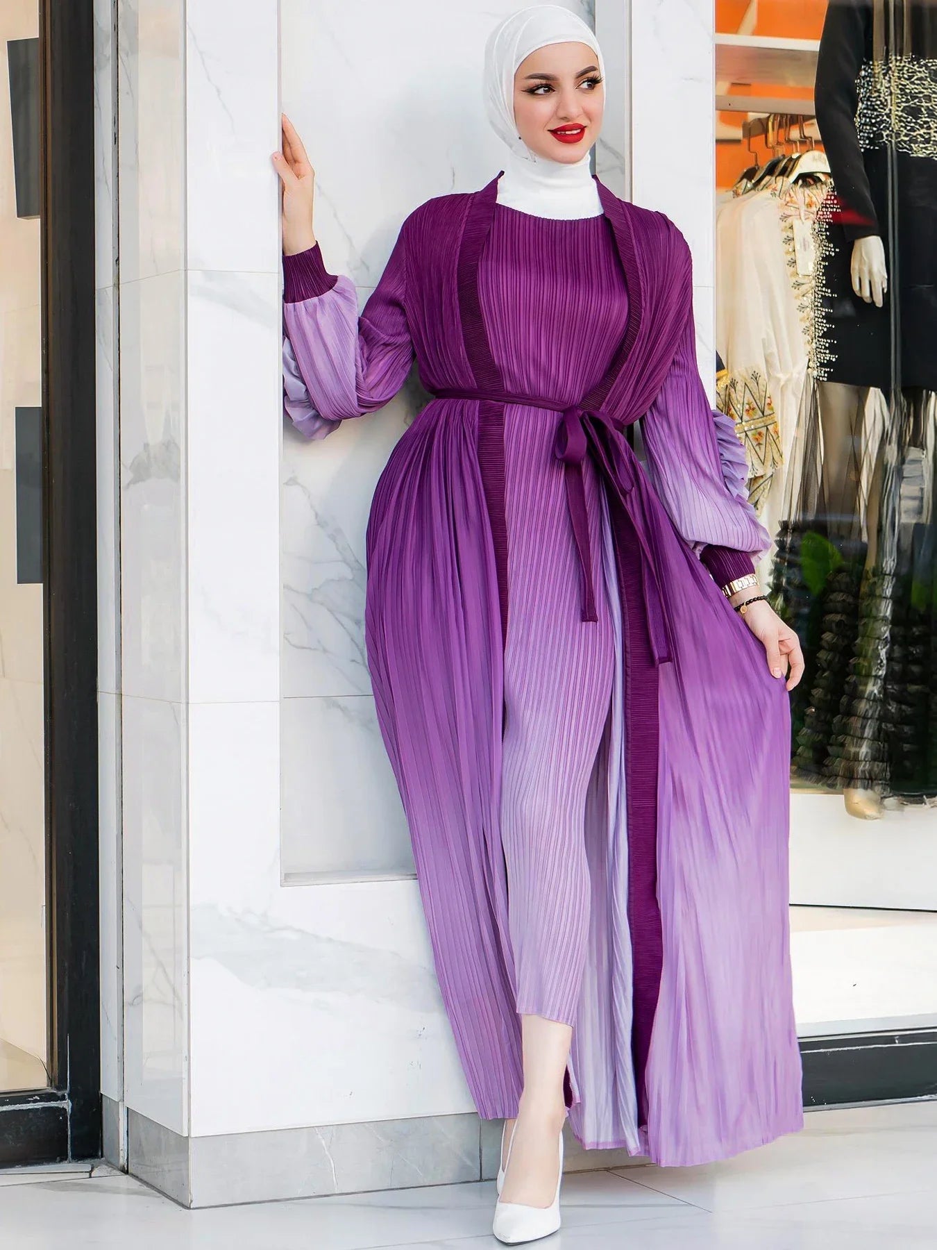 Long Outer Windbreaker 2-piece Set