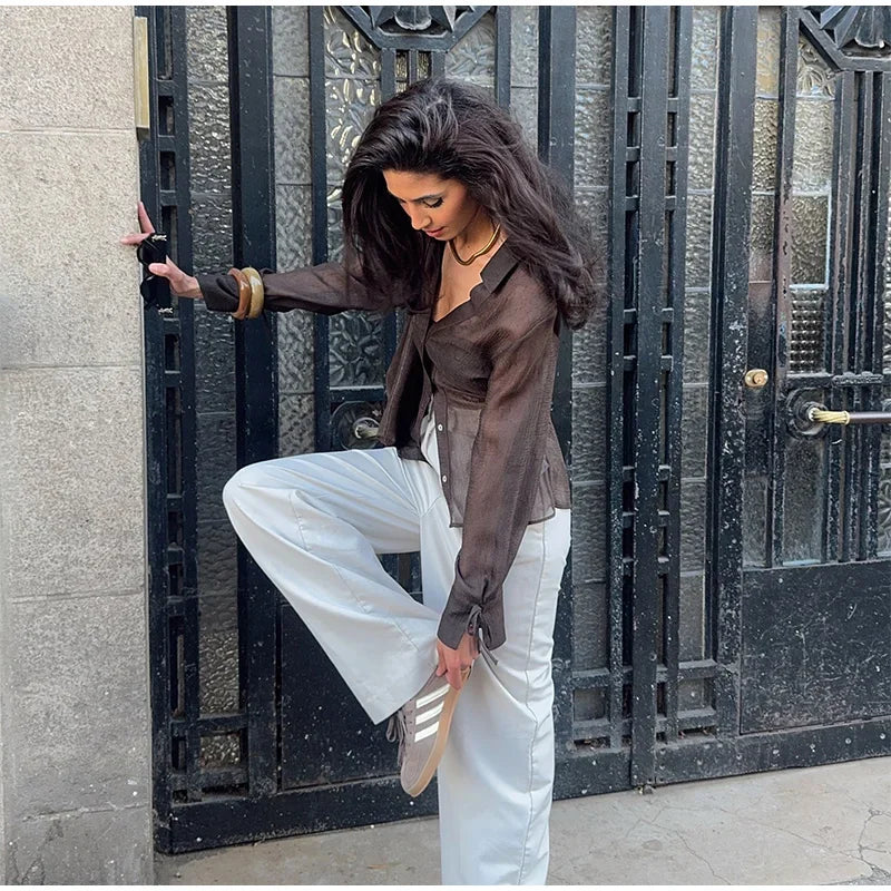 See Through Long Sleeves T Shirt