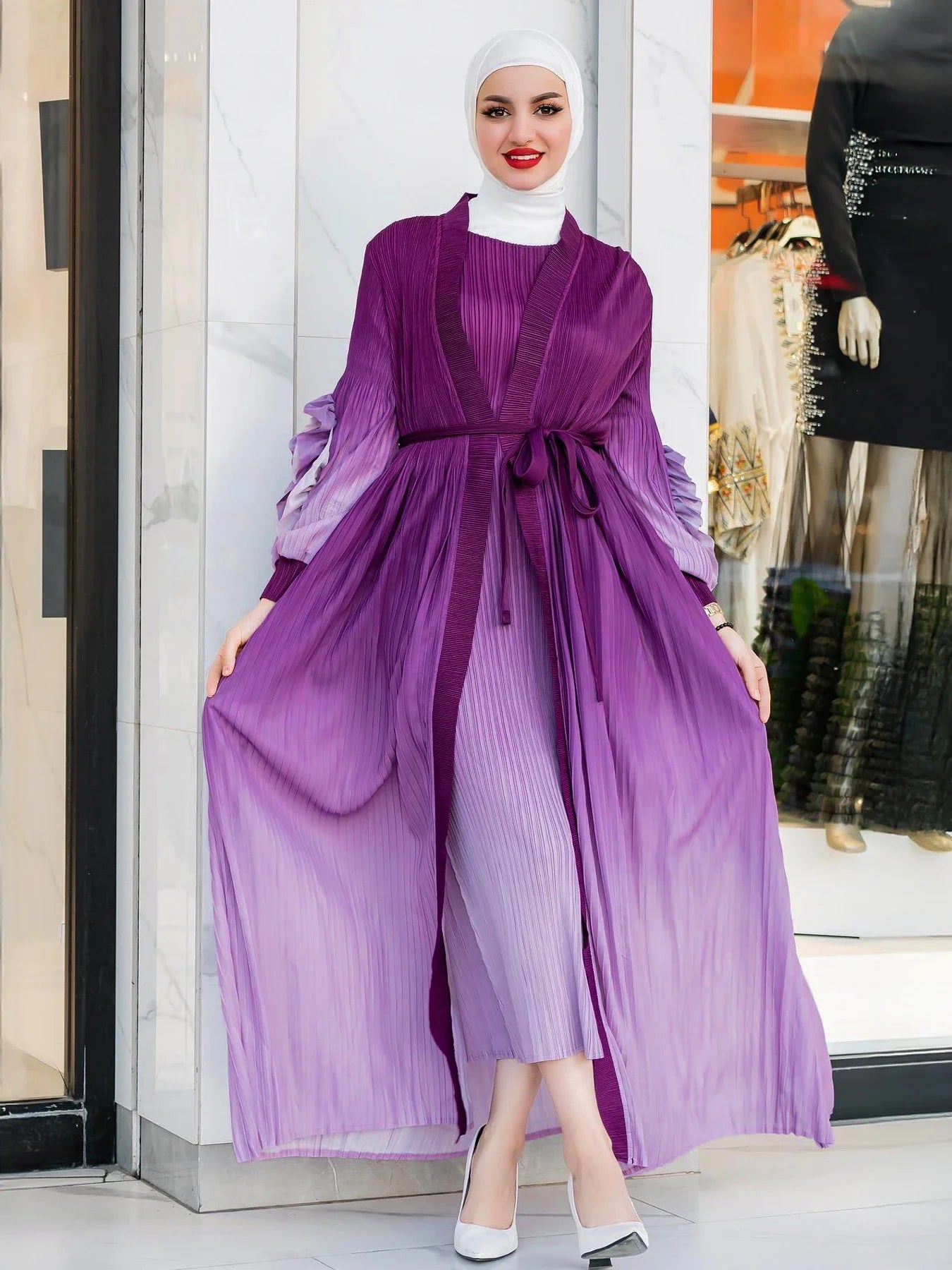 Long Outer Windbreaker 2-piece Set