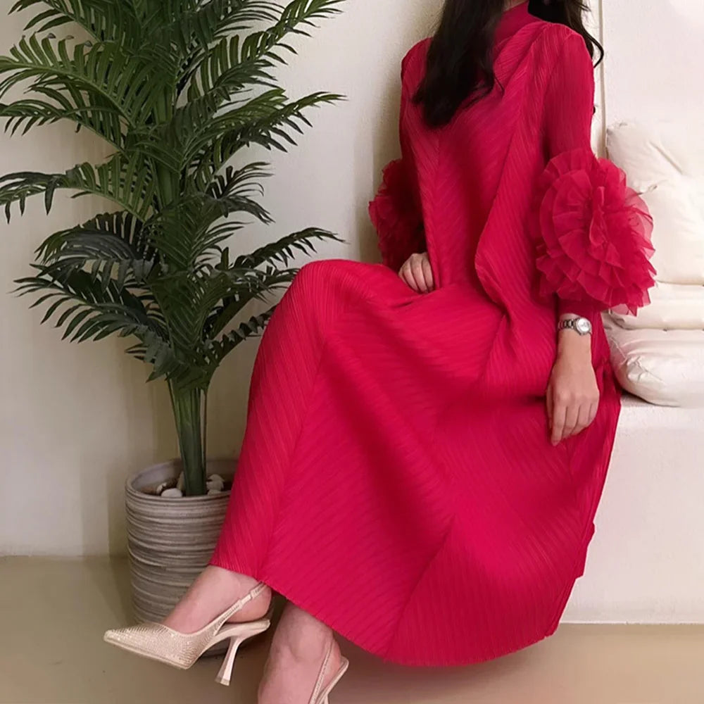 Maxi Dress Mesh Petal Sleeve