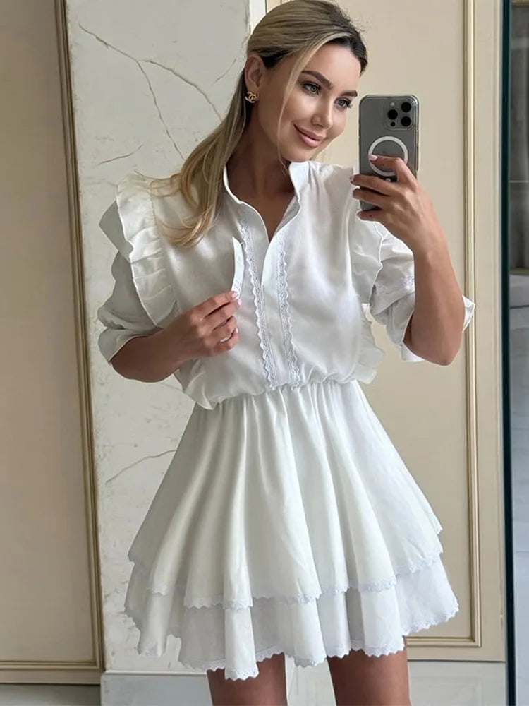 Ruffles short Sleeve Mini Dress