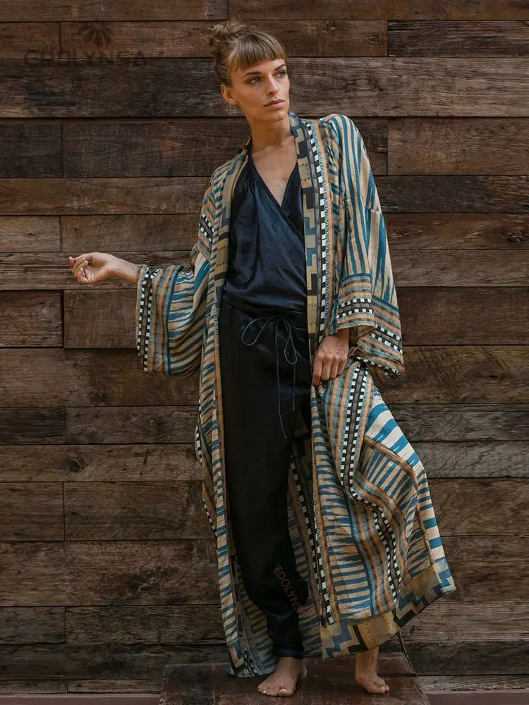 Bohemian Printed Kimono Dress