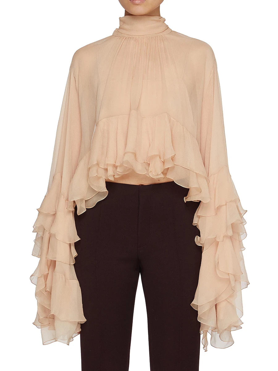 Ruffles Loose Blouses T Shirts