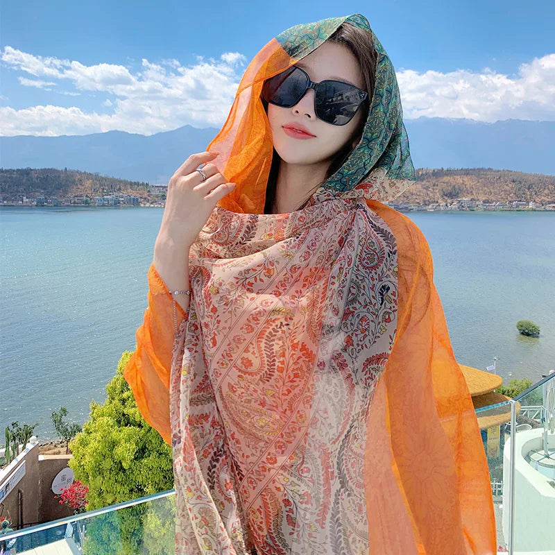 Thin Transparent Sunscreen Scarf Large Shawl Sarong