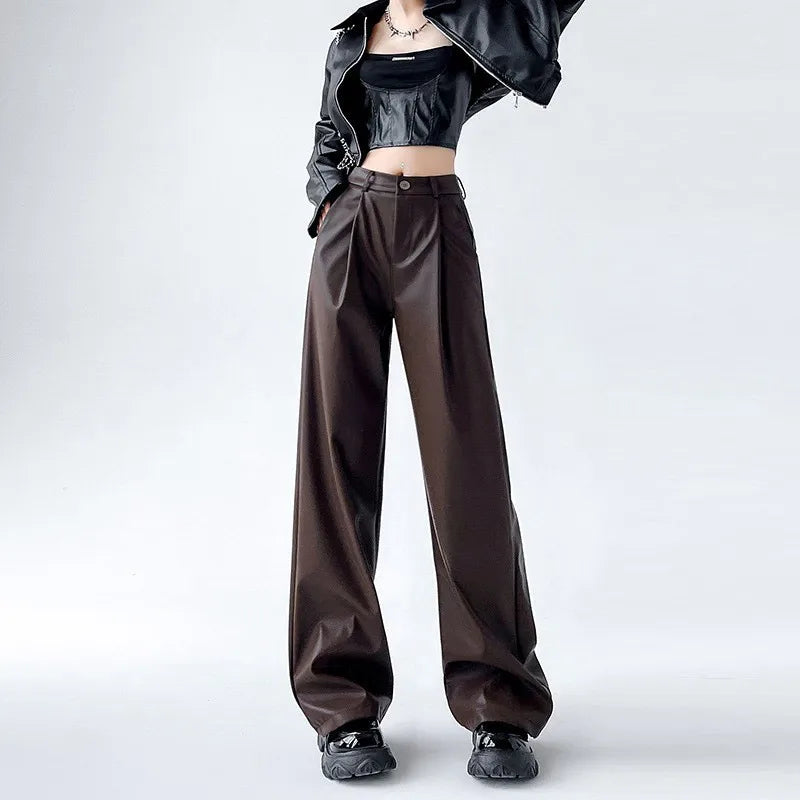 Pu Leather Loose wide leg Trousers