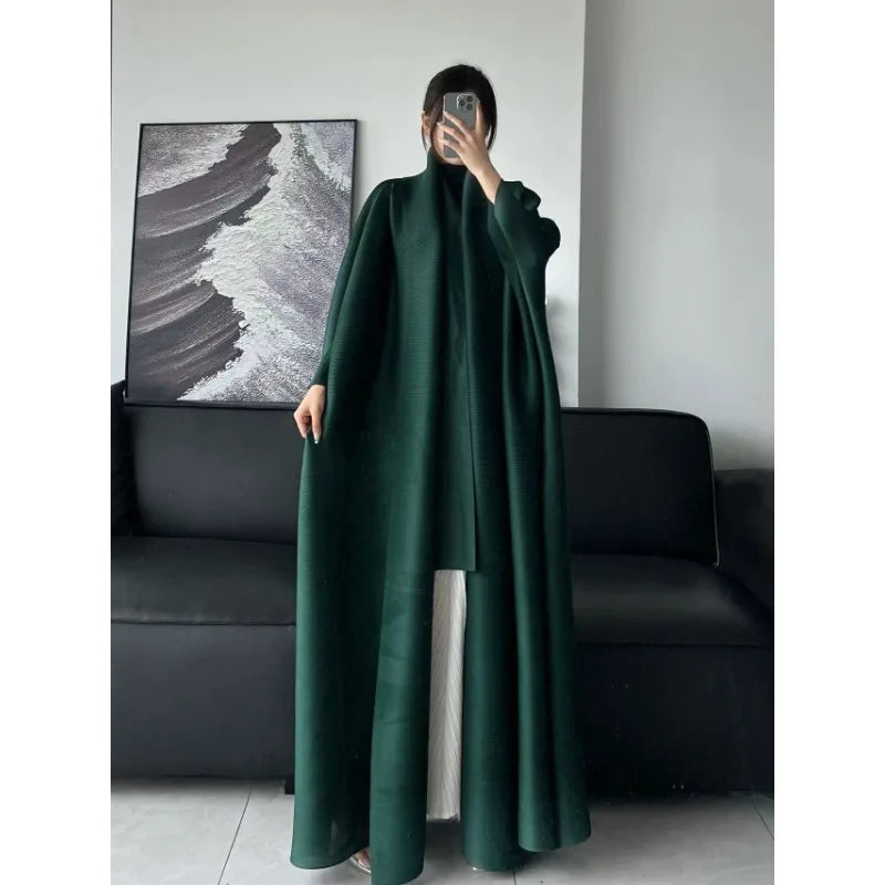 Pleated Loose Trench Coat Abaya