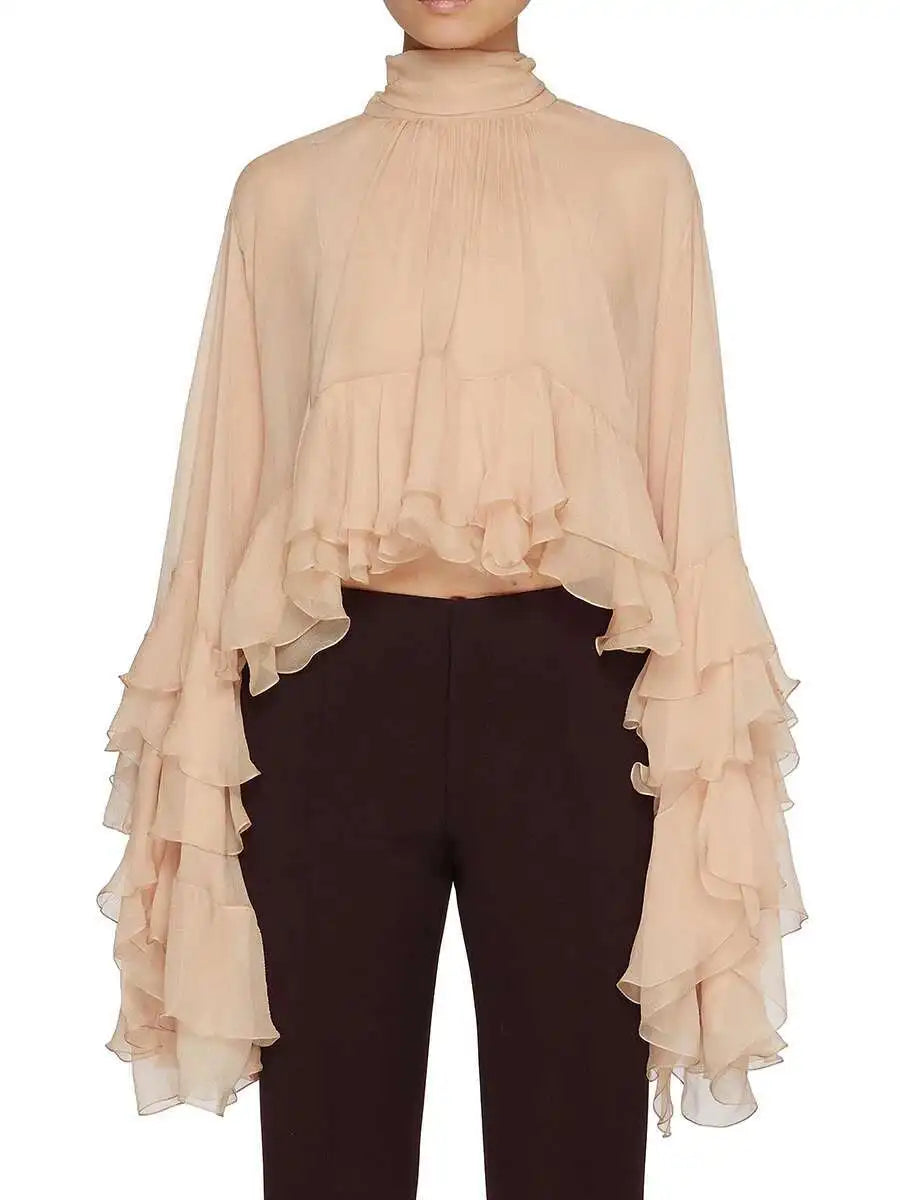 Ruffles Loose Blouses T Shirts