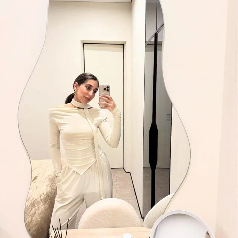 Tops Loose Elastic Wide Leg Pants Outfit