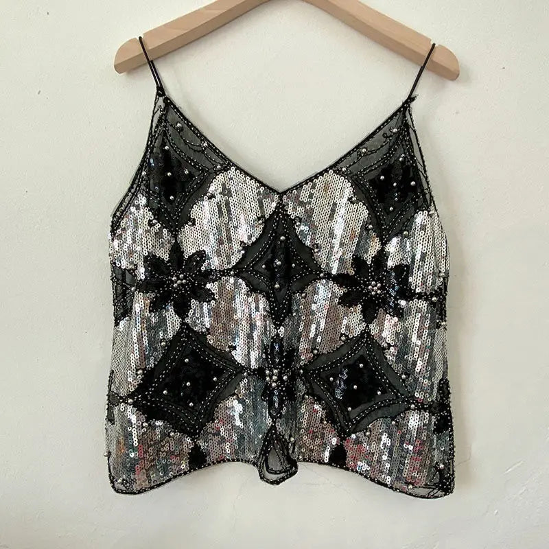 Sequins Short Loose Camisole Top