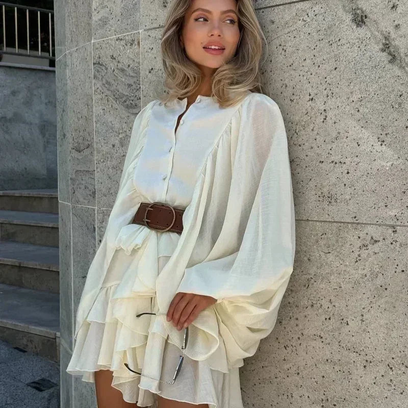 Ruffles Long Sleeve Mini Dress