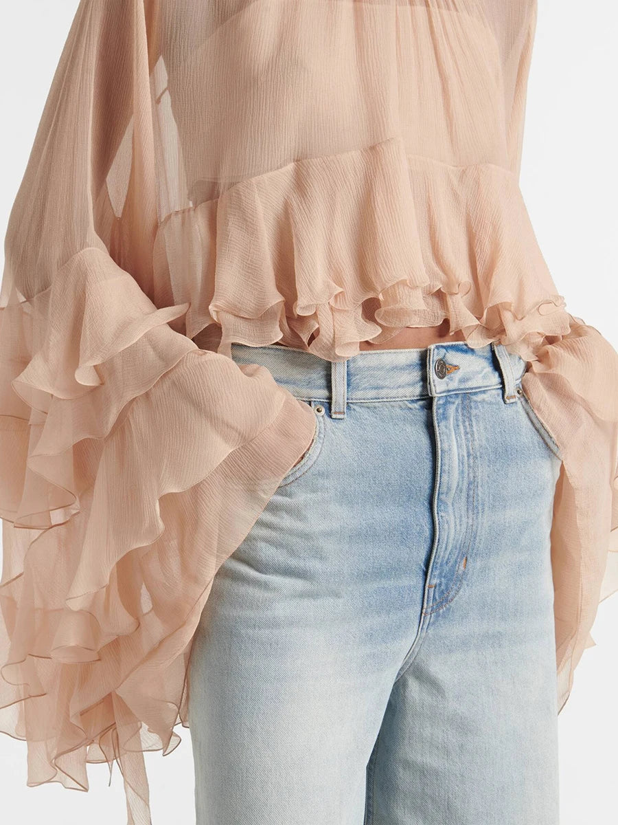 Ruffles Loose Blouses T Shirts