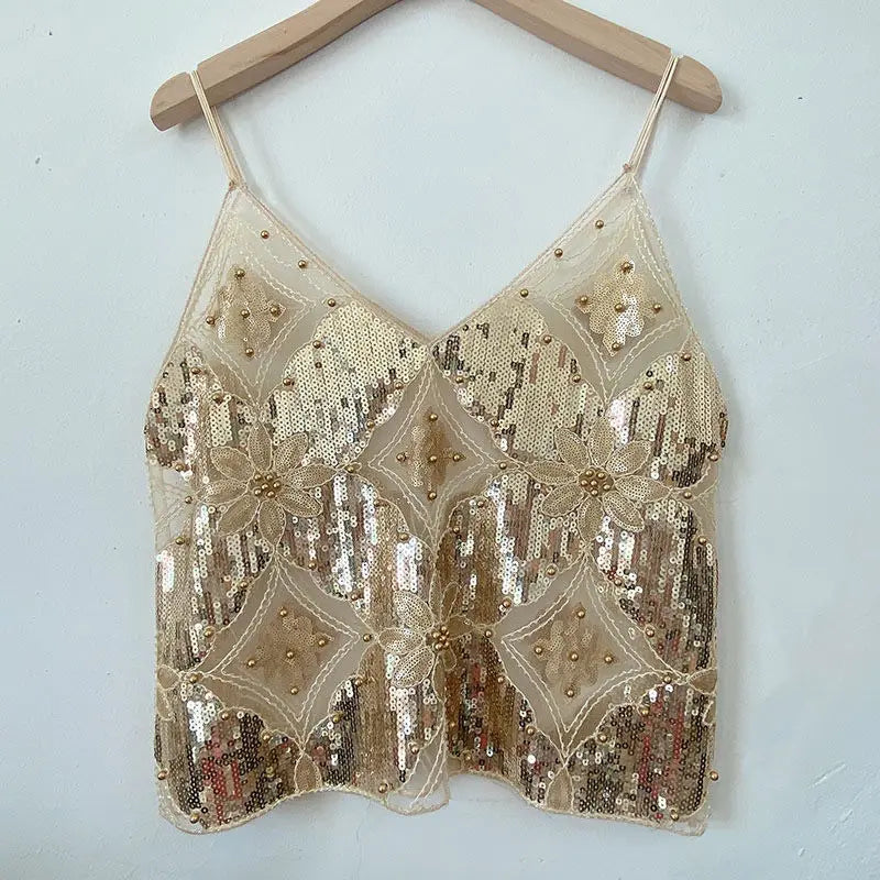 Sequins Short Loose Camisole Top
