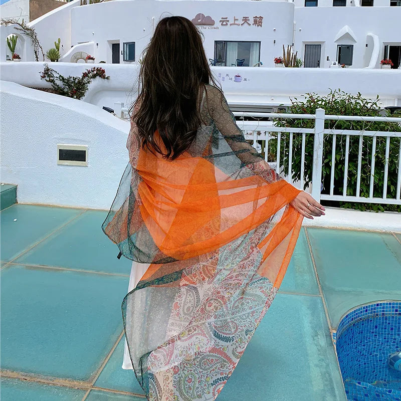 Thin Transparent Sunscreen Scarf Large Shawl Sarong