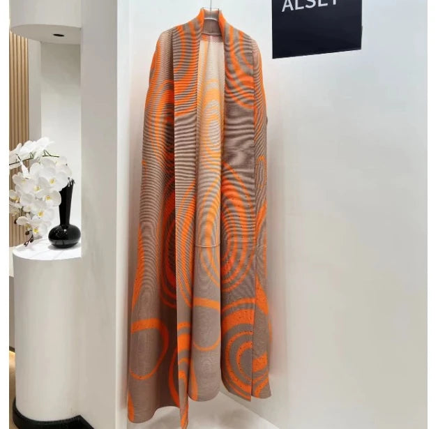 Trench Coat Printing Long-sleeved Cardigan