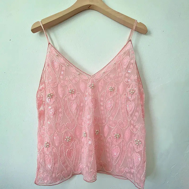 Sequins Short Loose Camisole Top