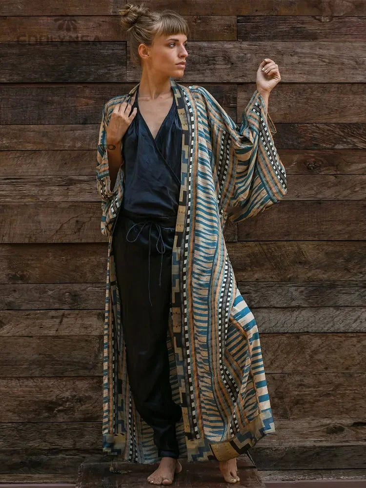 Bohemian Printed Kimono Dress