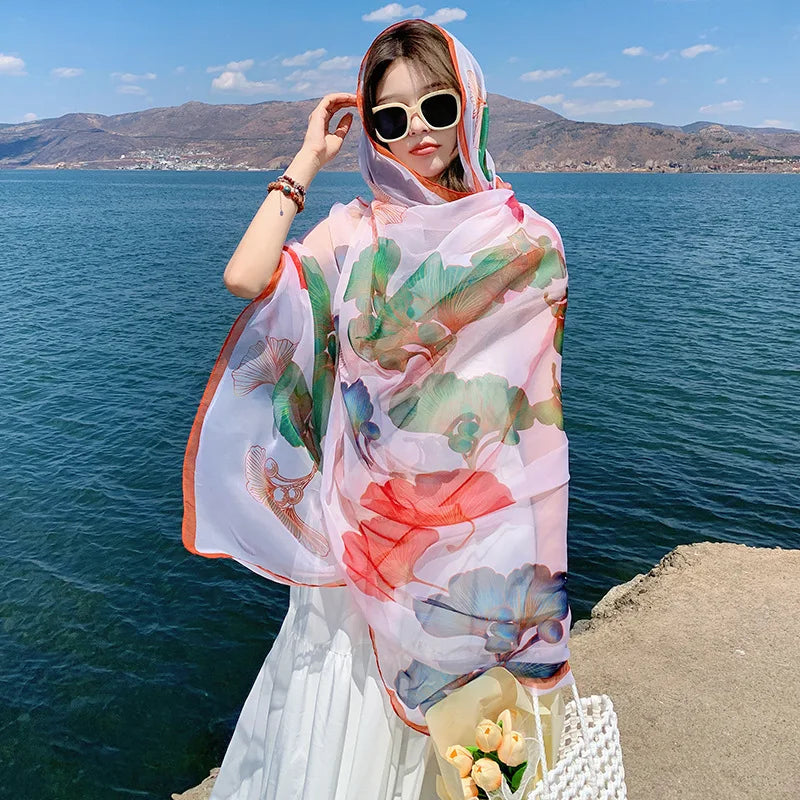 Thin Transparent Sunscreen Scarf Large Shawl Sarong