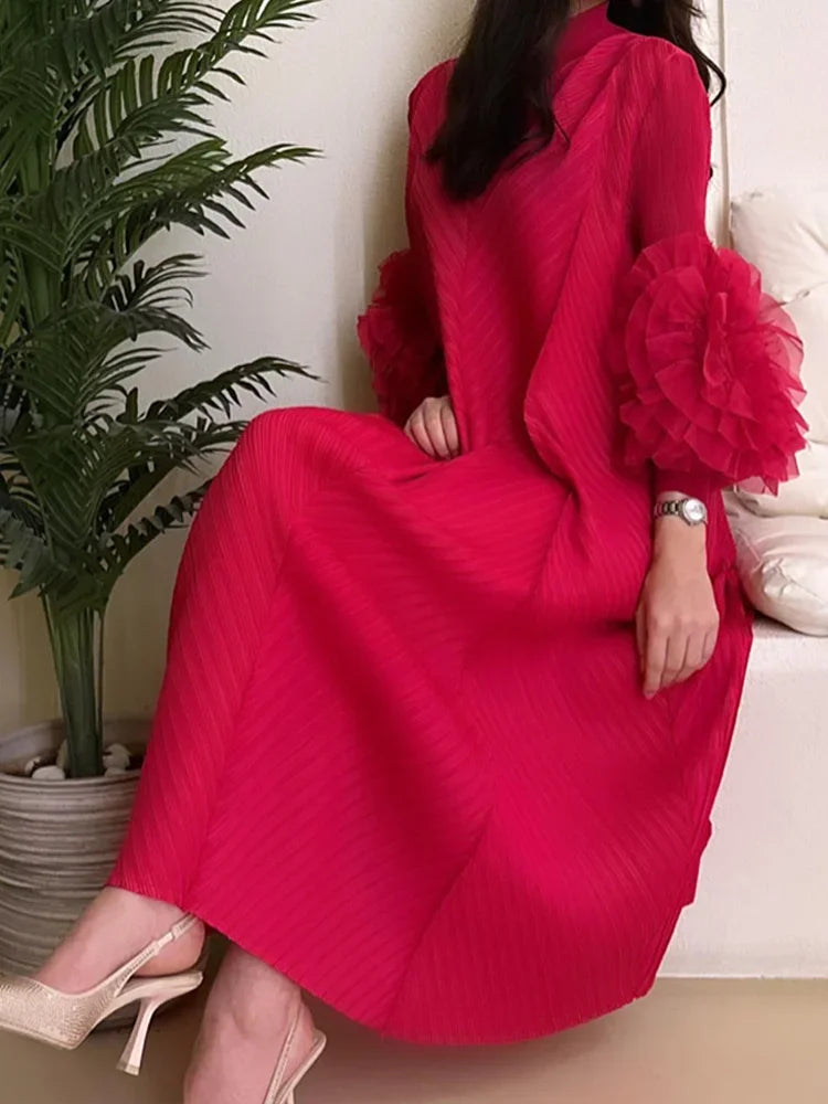 Maxi Dress Mesh Petal Sleeve