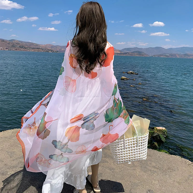 Thin Transparent Sunscreen Scarf Large Shawl Sarong