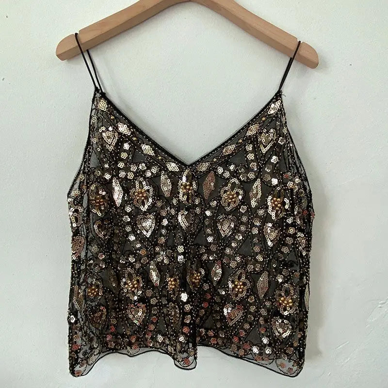 Sequins Short Loose Camisole Top
