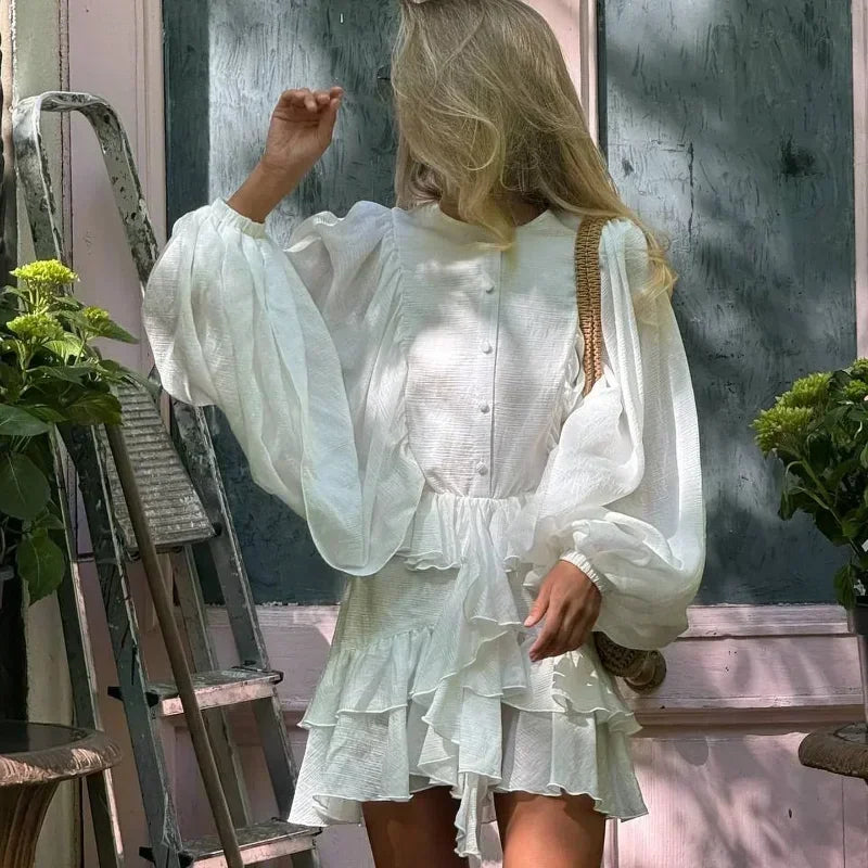 Ruffles Long Sleeve Mini Dress