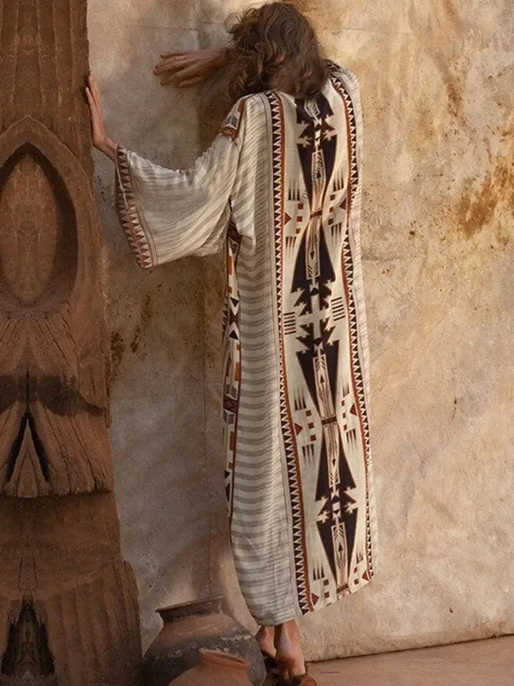 Bohemian Printed Kimono Dress