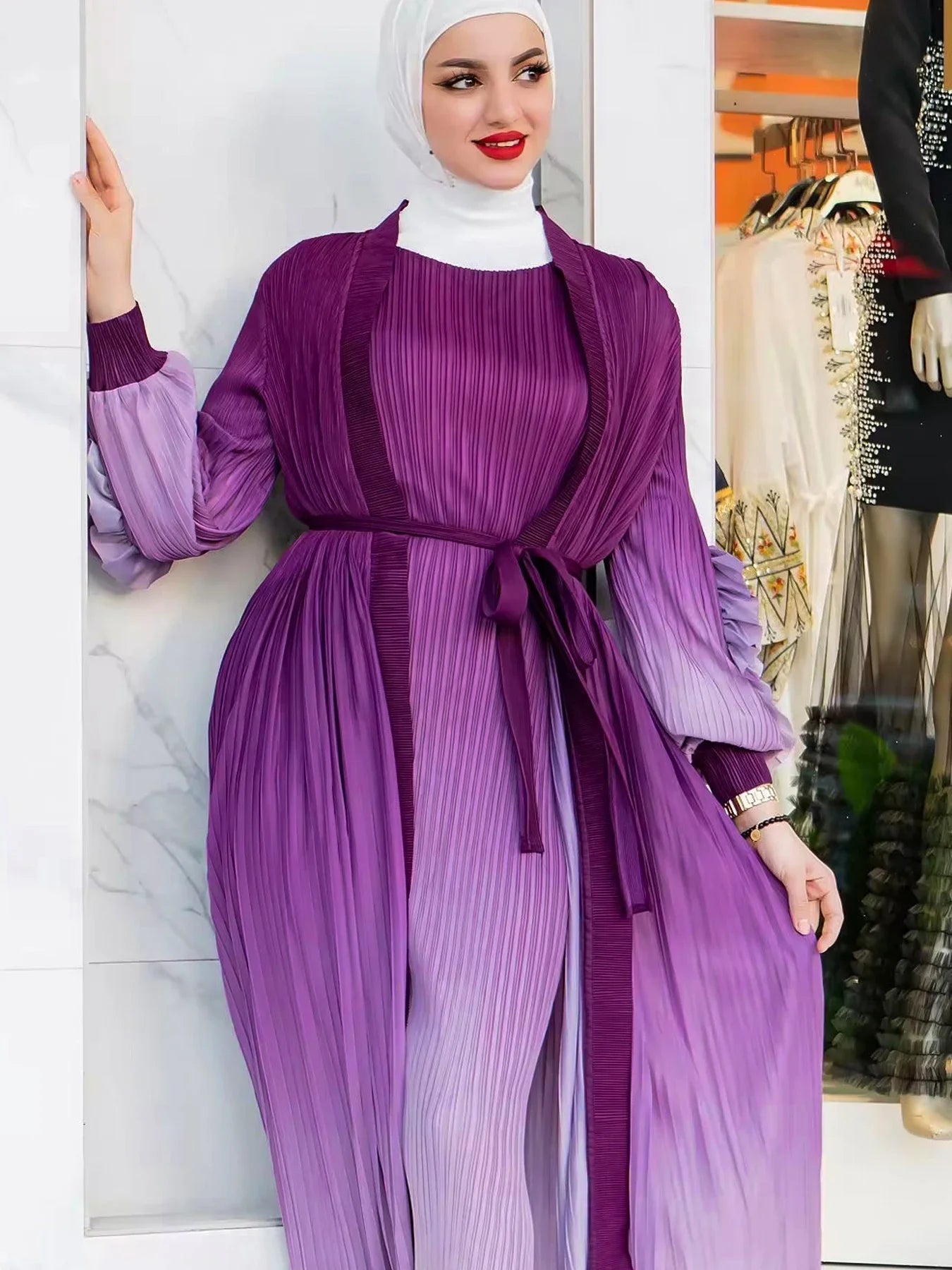 Long Outer Windbreaker 2-piece Set