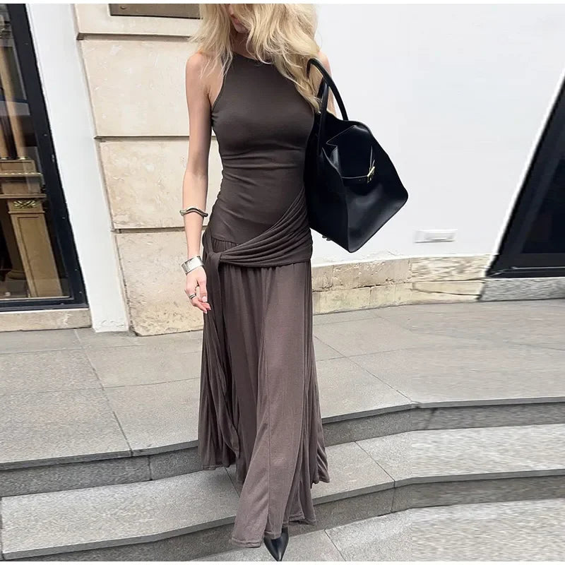 Pleated Long Robe Bodycon