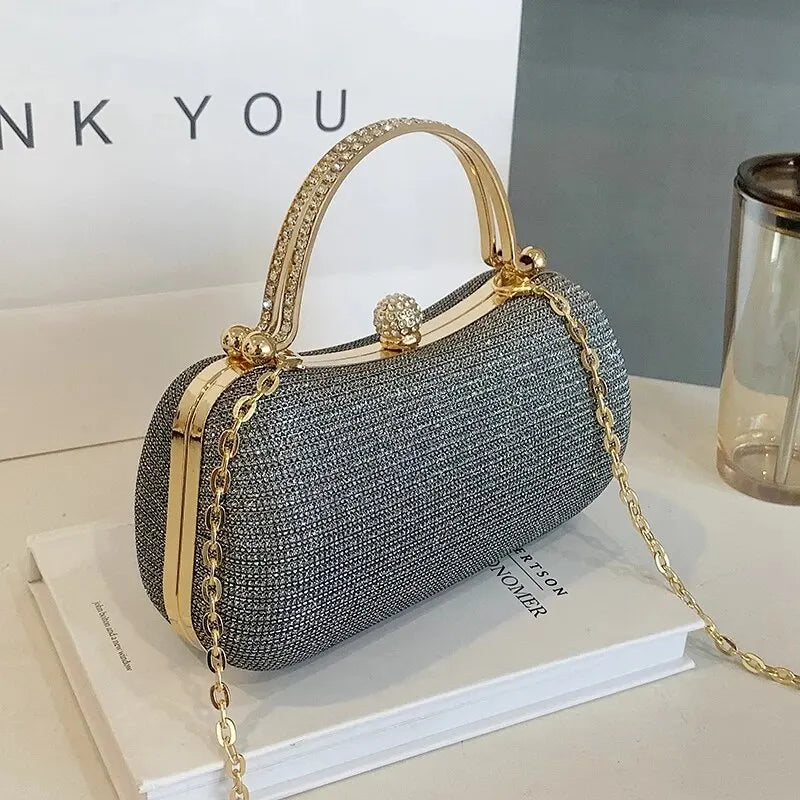 AMAIQI Dinner Bag Shiny Fashion Handheld Bag One Shoulder Chain Women'S Bag