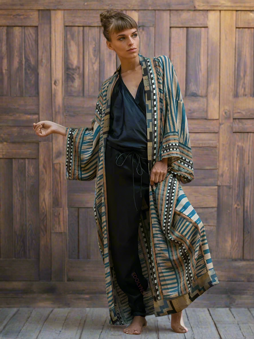 Bohemian Printed Kimono Dress