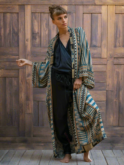 Bohemian Printed Kimono Dress