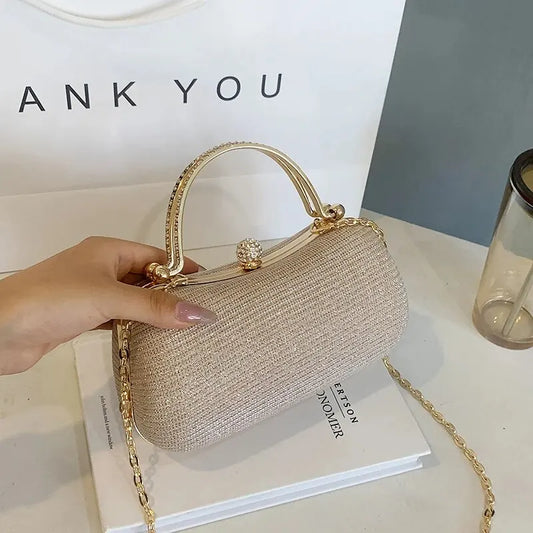 AMAIQI Dinner Bag Shiny Fashion Handheld Bag One Shoulder Chain Women'S Bag