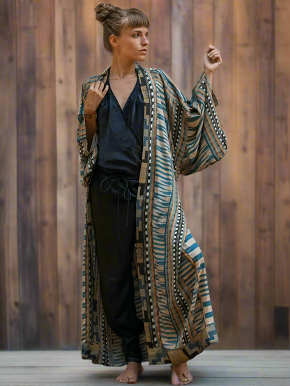 Bohemian Printed Kimono Dress